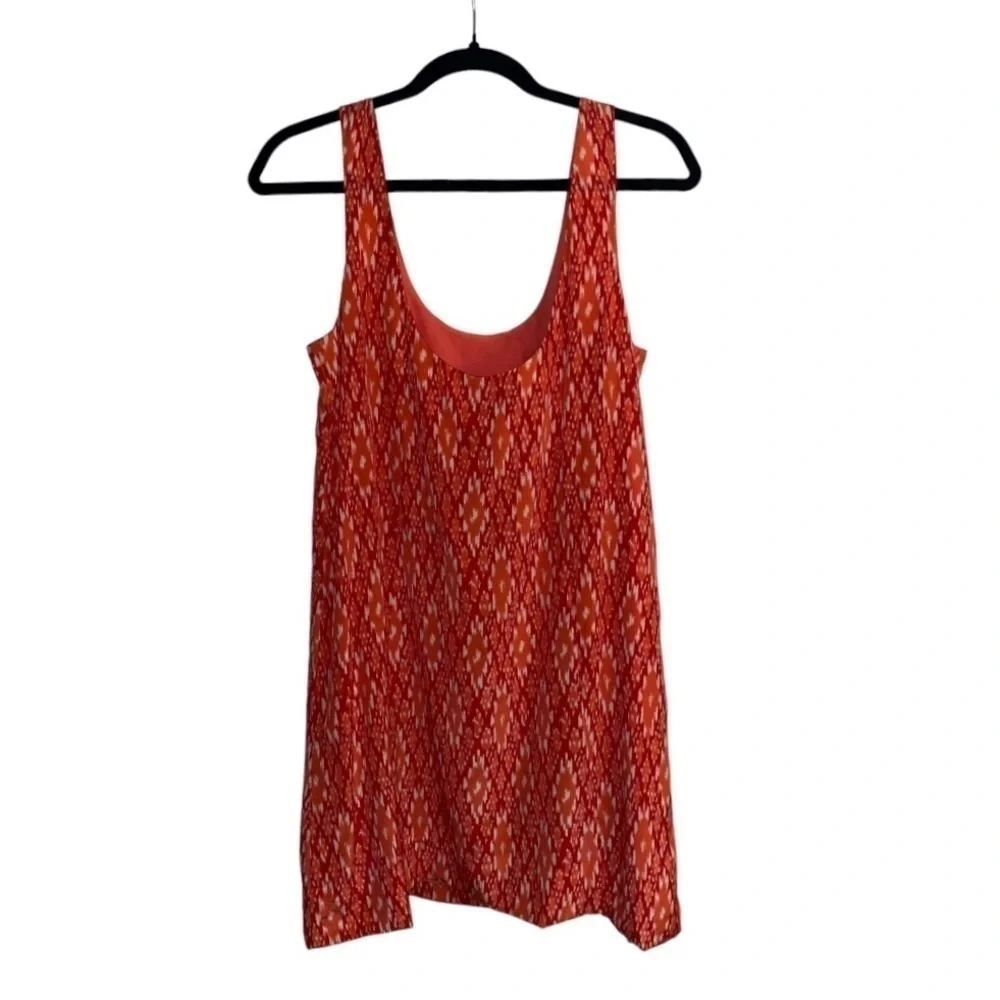 Joie Dawna Ikat 100% Silk Sleeveless Tank Mini Dress in Spiced Coral Size XS - Picture 7 of 11